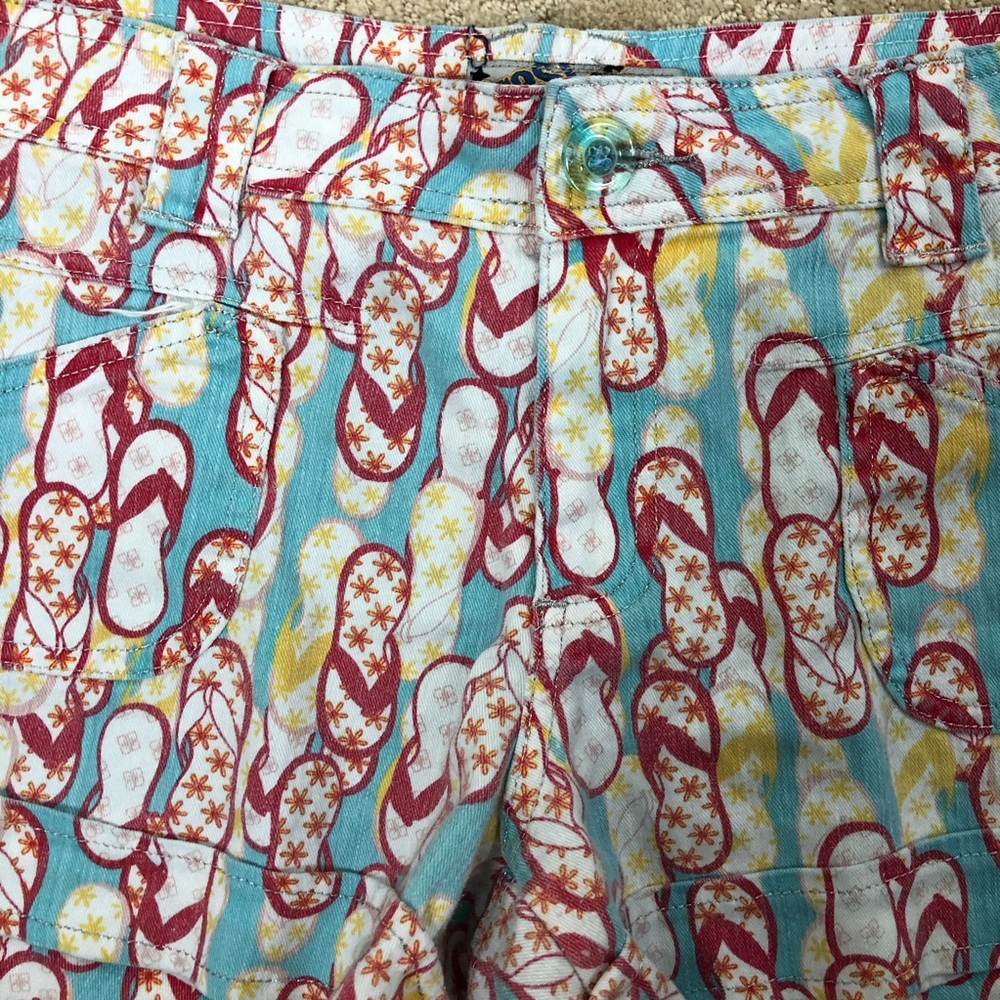 CREST JEAN SHORT FLIP FLOP PRINT BUTTONS SZ 15/16 - Picture 2 of 6